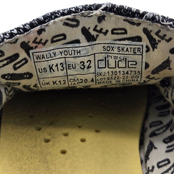 Hey Dude Wally Youth Shoes Child 13 Sox Skater Black - Picture 9 of 9